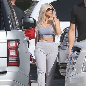 Ribbed gray sports bra top | yeezy vibes